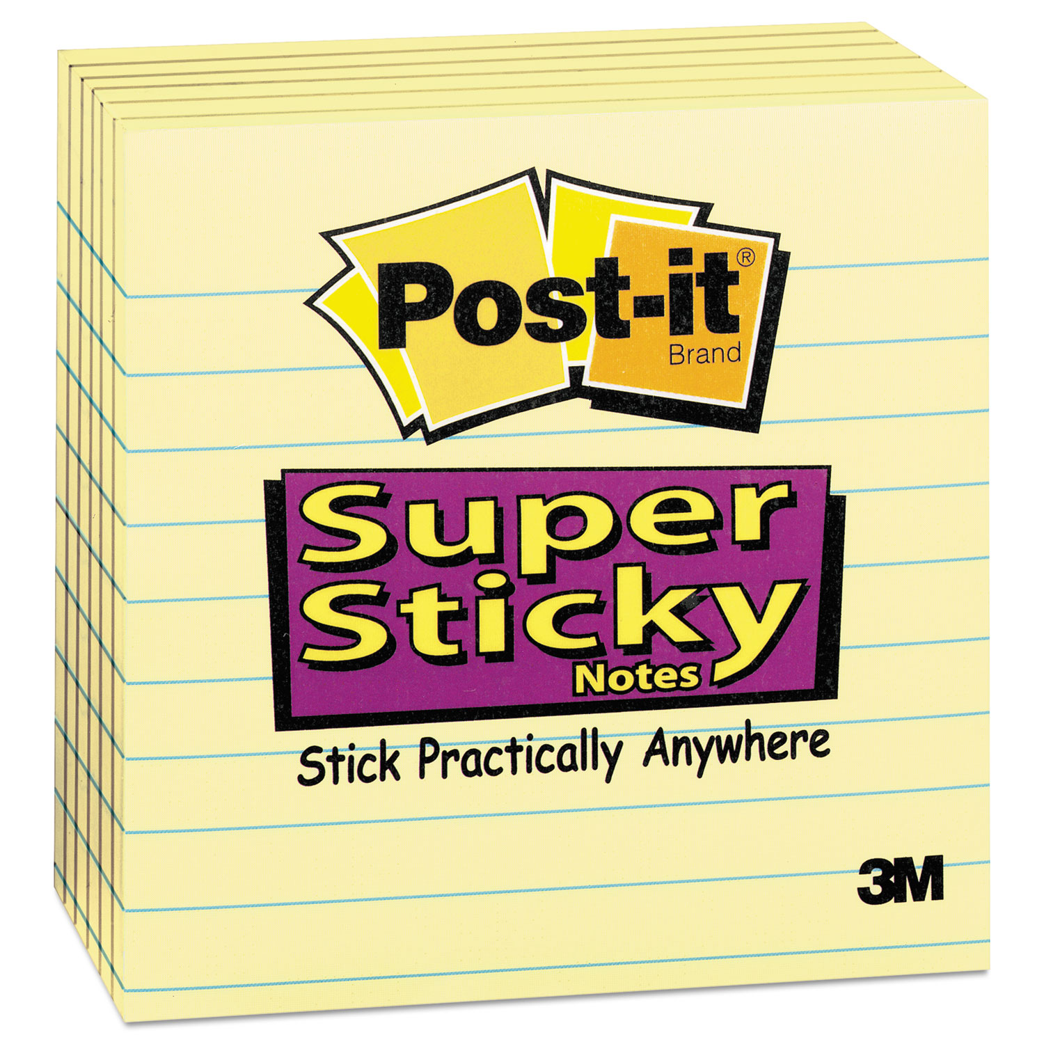 Post-it Pads in Canary Yellow Note Ruled 4 x 4 90 Sheets/Pad 6 Pads/Pack